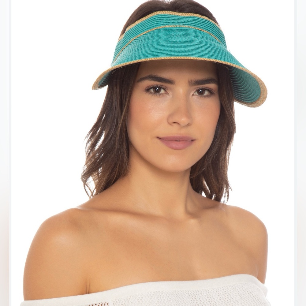 Women's Sun Visor Hats Wide Brim Straw Beach Hat Ponytail Hats Foldable Floppy - Picture 7 of 7